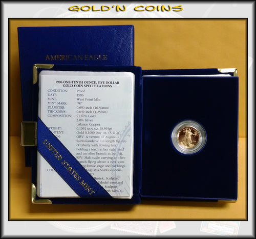 1996 Tenth Ounce Proof Gold American Eagle Original Government Packaging