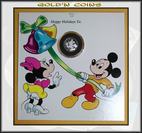 1990 Tenth Ounce Silver Disney Collector Coin Mickey's Holiday Christmas