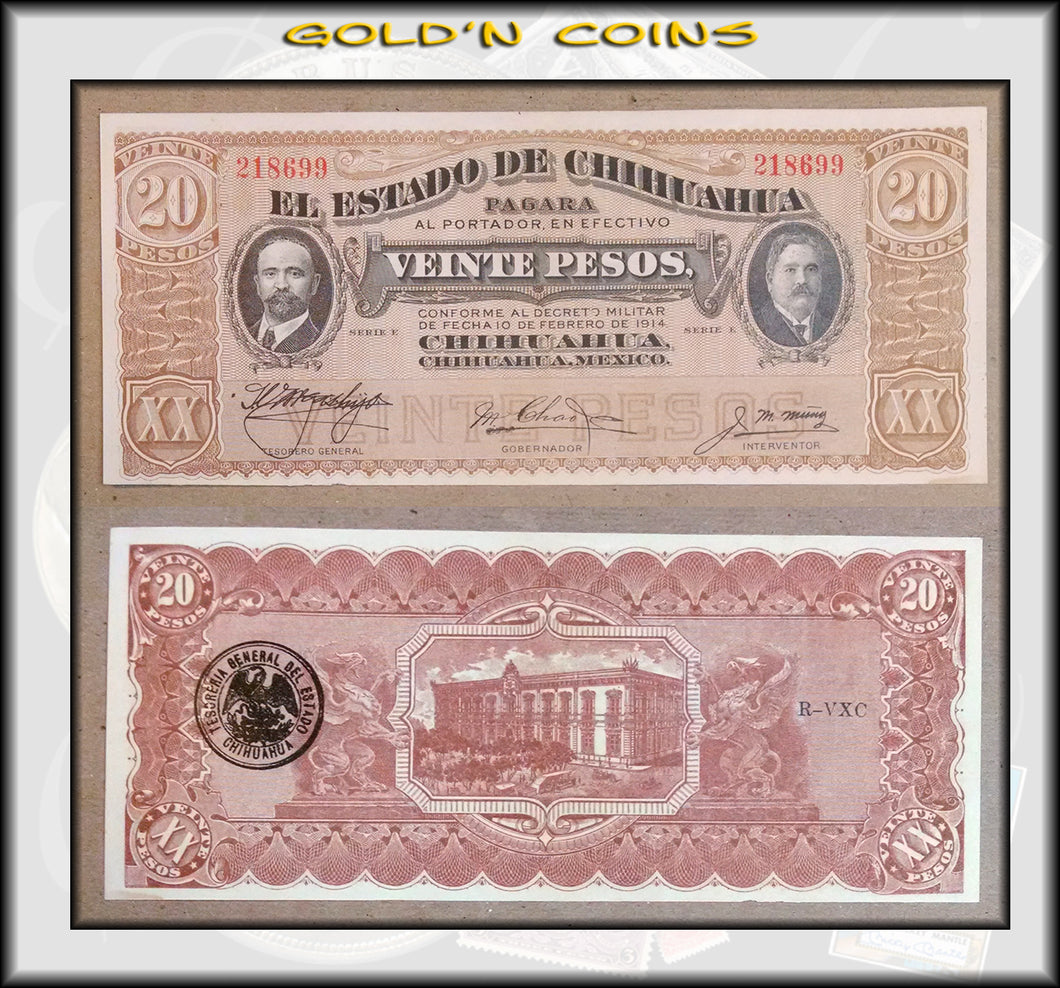 Mexico El Estado De Chihuahua Veinte (20) Pesos Note