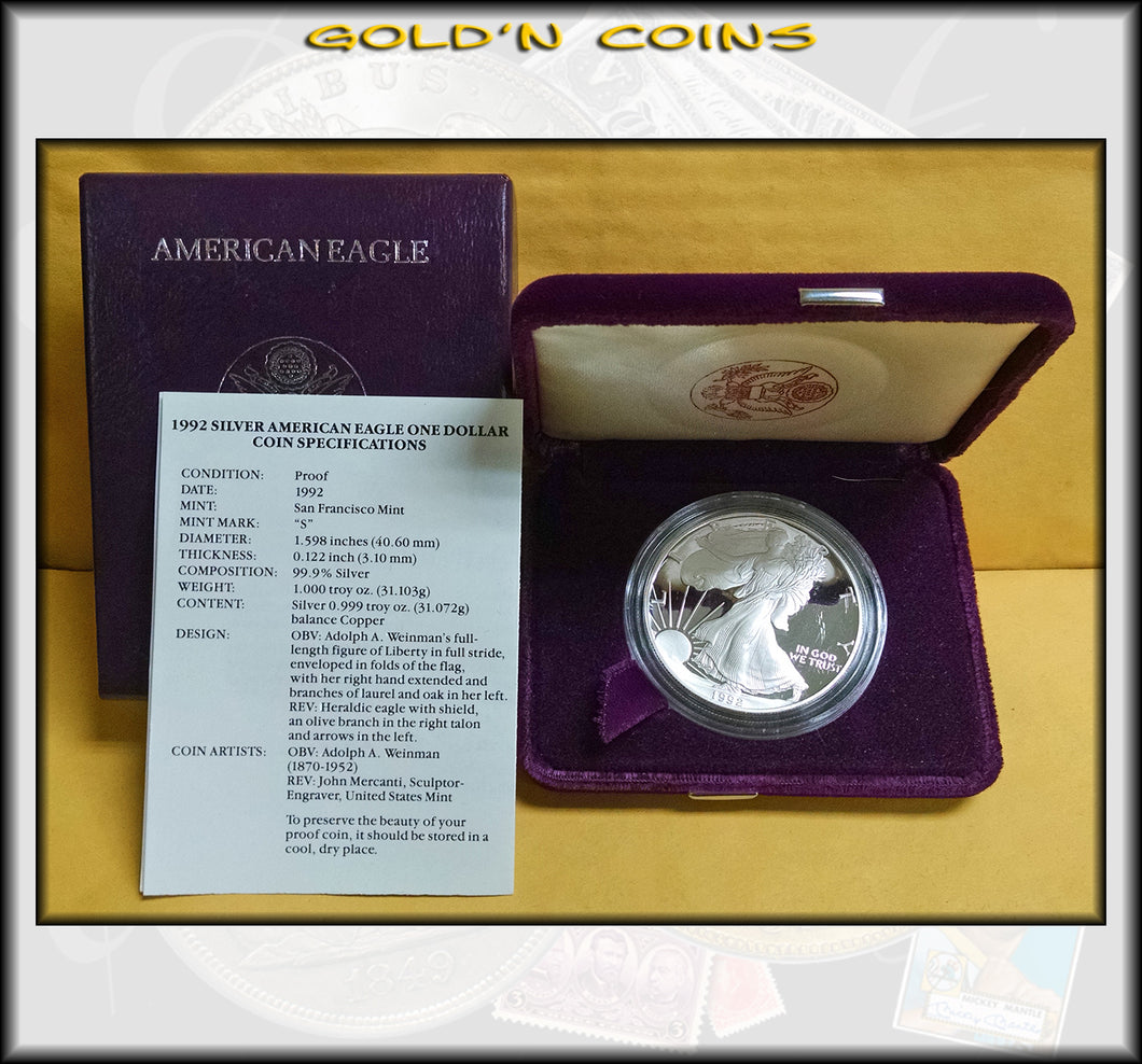 1992 Proof Silver Eagle in Original Government Packaging