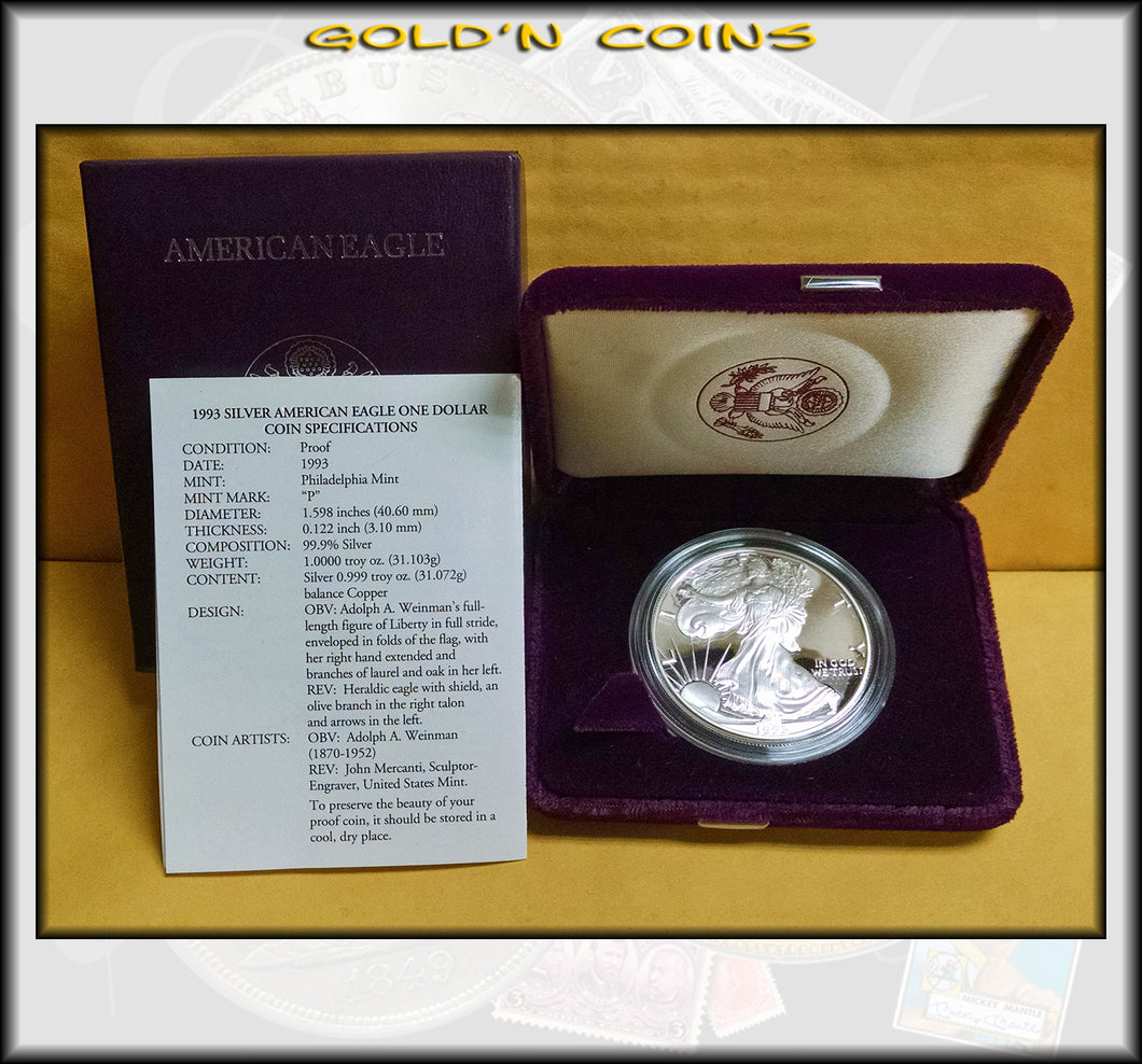1993 Proof Silver Eagle in Original Government Packaging