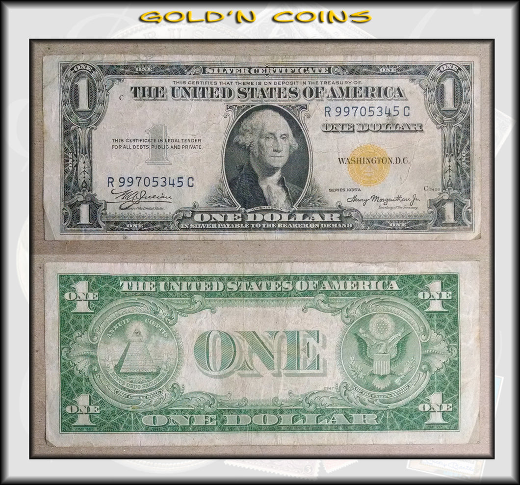 1935-A North Africa Yellow Seal Emergency WWII $1 Silver Certificate